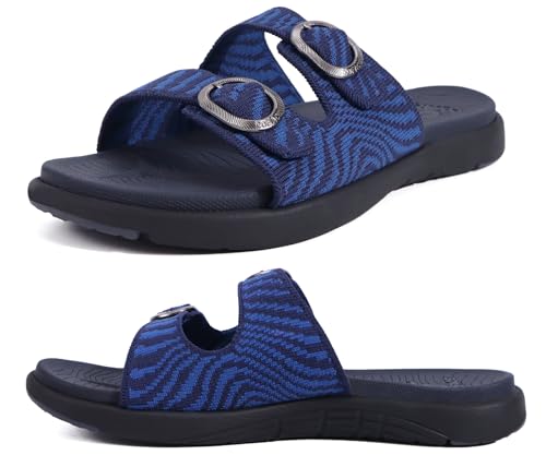 COFACE Womens Orthopädische Sandalen Komfortable Orthotische Bogen Unterstützung Weich Gepolstert Erholung Plantar Fasciitis Walking Slip On Damen Wolke Rutschen für Frau 2025 MarineBlau Größe 35 von COFACE