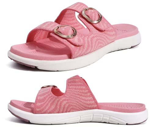 COFACE Womens Orthopädische Sandalen Komfortable Orthotische Bogen Unterstützung Weich Gepolstert Erholung Plantar Fasciitis Walking Slip On Damen Wolke Rutschen für Frau 2025 RosaWeiß Größe 35 von COFACE