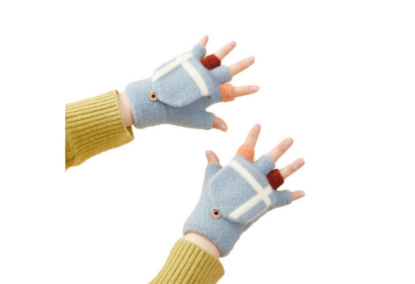 COFI 1453 Fäustlinge Winter-Telefonhandschuhe für Damen und Kinder mit Muster und Knöpfe von COFI 1453