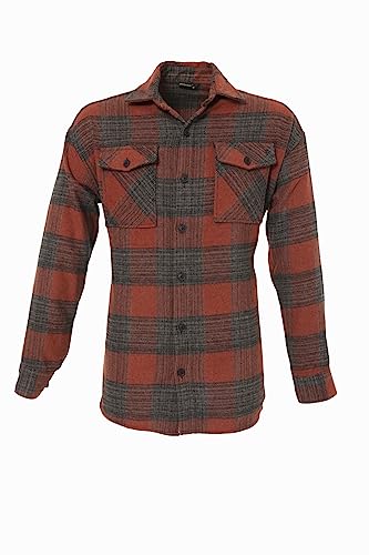 COFI 1453 Flanellhemd H-265 Flanellhemd Kariert Hemd Holzfällerhemd Herren Holzfäller Baumwolle Brusttasche Orange M von COFI 1453