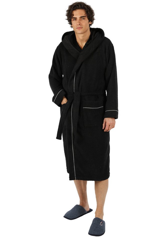 COFI 1453 Herrenbademantel Bademantel lang, Herren, mit Kapuze Frottee Saunamantel von COFI 1453