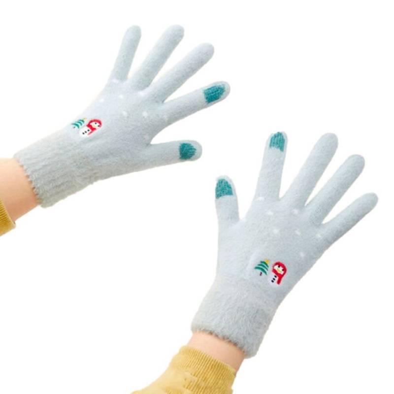 COFI 1453 Hitzeschutzhandschuhe Winter-Telefonhandschuhe für Damen mit einem Schneemann Grün von COFI 1453