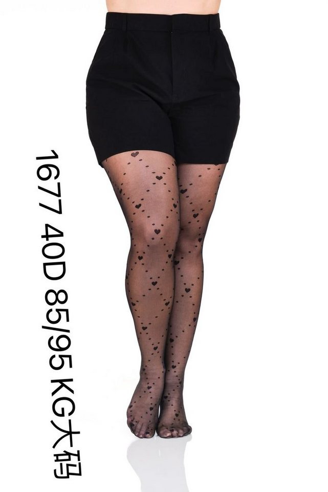 COFI 1453 Leggings Damen Strumpfhose mit Herzen Durchsichtig Baumwollzwickel von COFI 1453