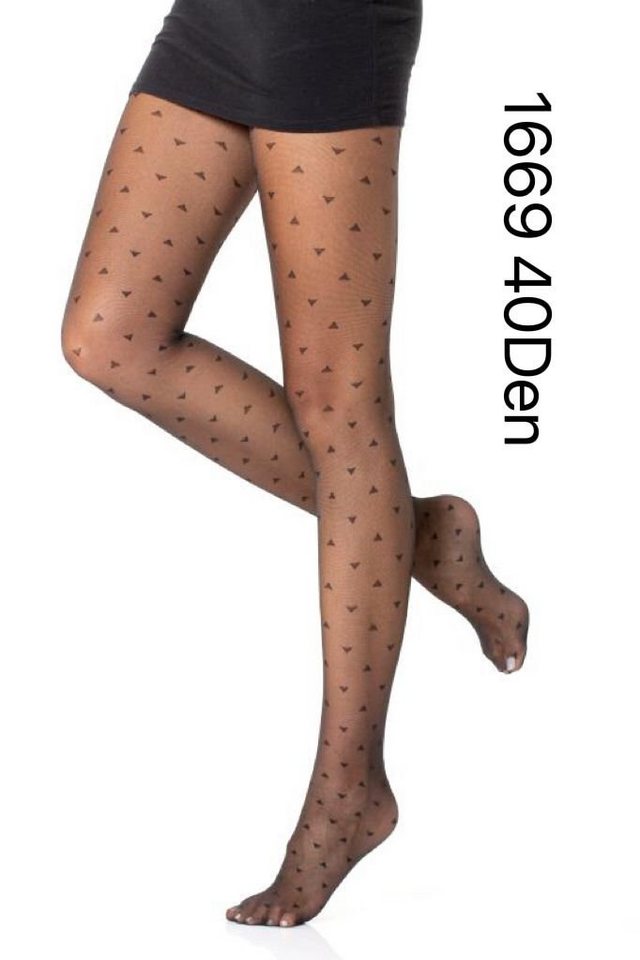 COFI 1453 Leggings Strumpfhose durchsichtig mit Dreieckmuster 40 Den Baumwollzwickel von COFI 1453