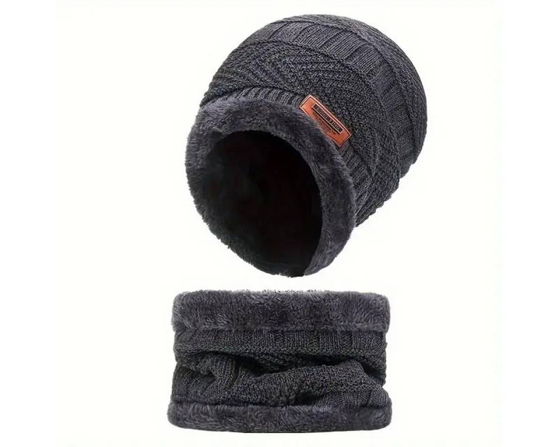 COFI 1453 Mütze & Schal Wintermütze mit Schal-Set – Strickmütze & Schlauchschal, Onesize gefüttert von COFI 1453