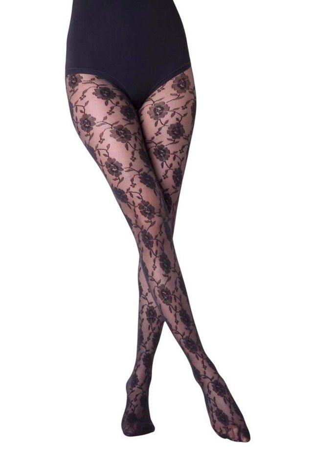 COFI 1453 Strumpfhose Damen-Strumpfhose, durchscheinendes Muster mit Blumen, 40 Denier von COFI 1453