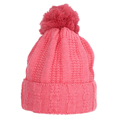 COFI 1453 Wintermütze warm gefüttert mit Kunstfell Bommel-Mütze Fleece-Futter Winter Strick-Mütze Beanie-Mütze Damen Herren One-Size Pink von COFI 1453