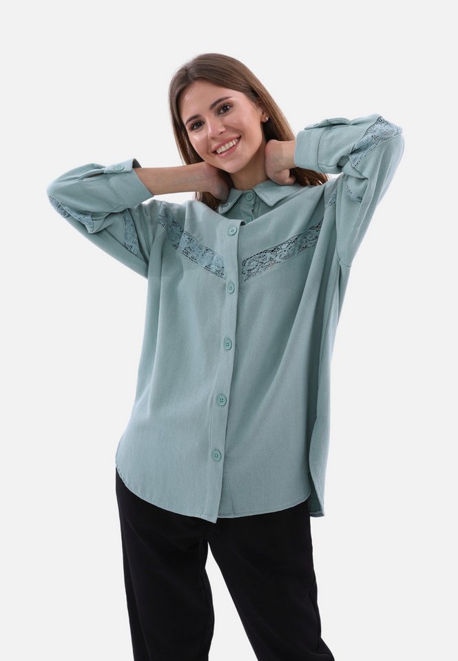 COFI Casuals Langarmbluse Damenhemd mit Spitze-Details One-Size Blusen Langarm COFI Casuals Langarmbluse Damenhemd mit Spitze-Details One-Size Blusen Langarm von COFI Casuals