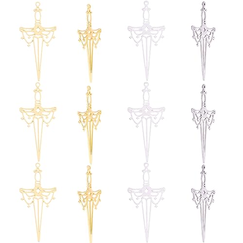 COGCHARGER 20 Stück Schwerter-Charm-Anhänger aus Edelstahl, Messer-Charm, Metall-Anhänger, gemischte Farben, für Schmuck, Halsketten, Ohrringe, Armbänder von COGCHARGER