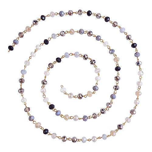 COGCHARGER 3.28 Fuß 1 m Handgefertigte Facettierte Glasperlenketten Ungeschweißte Glasperlenketten Mit Eisenösenstiften Schwarz Für Die Schmuckherstellung Von Frauen Und Mädchen von COGCHARGER