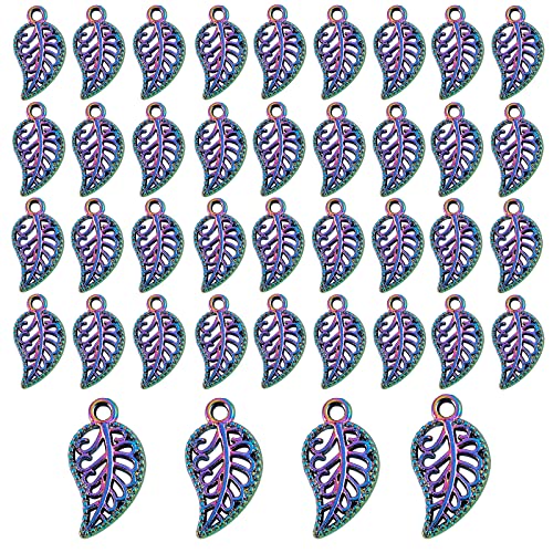 COGCHARGER 40 Pieces Legierung Blatt Charms,Legierung Bunte Klee Reize,Legierung Klee Reize für Halskette Armband Schmuck machen und Crafting von COGCHARGER