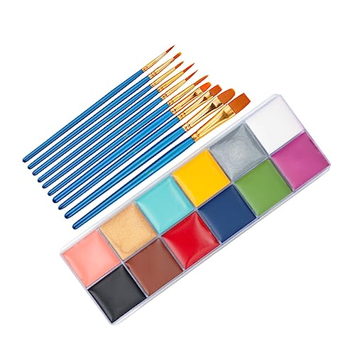 COHEALI 1 Satz 12 Farben Körper Bemalung Creme Pigment Gesichtsset Für Kinder Gesicht Bunte Farbe Gesichtsfarbe Starter-kit Cosplay-make-up-farben Schminke Malen Paste Pinsel Das Gesicht von COHEALI