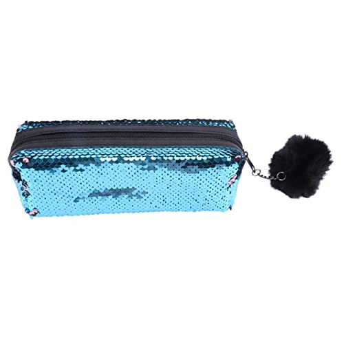 COHEALI 1stk Federmäppchenpaillettenfedermäppchenmakeuppencilcase Glitzer Bleistiftbeutel Pailletten-Kosmetiktasche Federmäppchen Aus Pailletten Polyester Fräulein Meerjungfrau Haarball von COHEALI