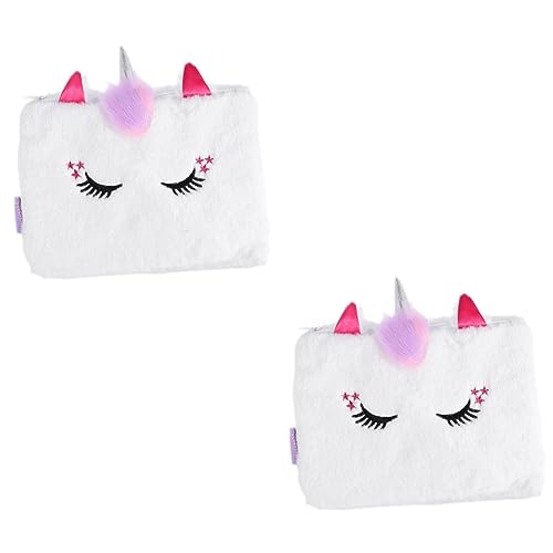 COHEALI 2 STK Einhorn-Brieftasche federmäppchen Cute Pencil case Einhorn-Plüsch-Brieftasche Geldbörse für Kinder Stiftetui Plüsch-Stifttasche niedlich Aufbewahrungstasche Student Polyester von COHEALI