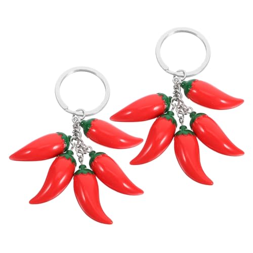 COHEALI 2 Stück Chili Schlüsselanhänger Realistisch Trendiger Party Favor Anhänger Vielseitig für Schlüssel Taschen Feiertage Originelles Auffälliges Rotes Design von COHEALI