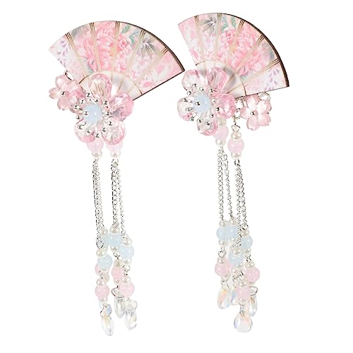 COHEALI 2st Haarklammer Kimono-haarschmuck Blumenkopfschmuck Haarnadel Mit Blumenquaste Haarschmuck Für Damen Prinzessinnen-haarspangen Hanfu-haarschmuck Mädchen Japanisch Zubehör Kristall von COHEALI