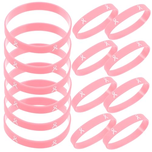 COHEALI 20St Brustkrebs Armband Silikonarmbänder Überlebensarmband elastisches armband inspirierende Armbänder für Hand Armband Schüttgut Schleife Geschenk Schmuck Kieselgel Rosa von COHEALI