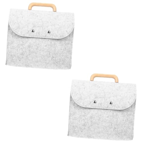 COHEALI 2st Einkaufstasche Aus Filz Filztasche Mit Holzgriff Aufbewahrungstasche Aus Filz Kirchentasche Aus Filz Aktenordner Aus Filz Aktentasche Hohe Kapazität Aufbewahrungskiste Gefühlt von COHEALI