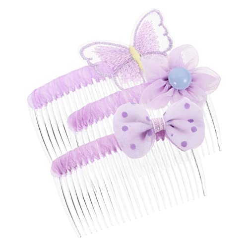 COHEALI 3st Tüll Haarspange Eingesetzte Haarkämme Breite Zahnkämme Für Für Mädchen Haarverzierung Zubehör Für Haarknoten Violett Jahrgang Haarnadel Braut von COHEALI