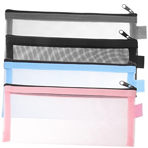 COHEALI 4 Stück Netz Transparentes Federmäppchen Markierungstasche Wickeltasche Make-up-Taschen Federmäppchen Mesh Federmäppchen Aus Mesh Lagerzubehör Reißverschluss Nylon Student von COHEALI