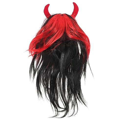 COHEALI Halloween Ghost Festival Maskerade Cosplay Perücke Performance Requisiten Horn Perücke Halloween Rocker Cosplay Perücke Halloween-cosplay-requisiten Rote Langes Trompete Plastik von COHEALI