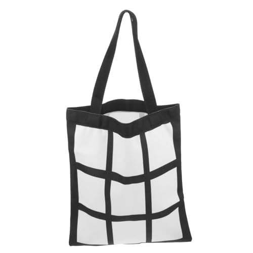 COHEALI Wiederverwendbare Baumwoll Tragetasche mit Schwarzem und Weißem Karomuster Leichte Praktische Stofftasche für Einkäufe Partys und Geschenkverpackung Geeignet für Damen und von COHEALI