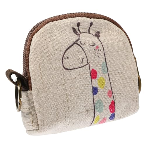 COHEALI Münzbeutel Coin Purse Geldbörse Leinen Giraffe Muster Änderung Schlüsselbeutel Mini-GeldböRse für Speicherbeutel Tierische Kopfhörertasche füR Aufbewahrung von COHEALI