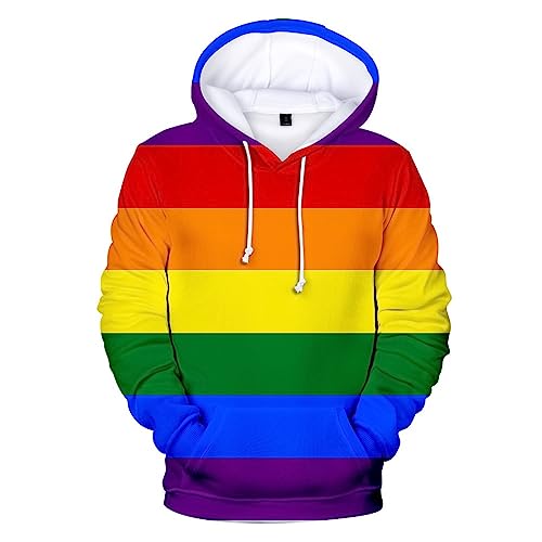 LGBT Hoodie Frühling und Herbst Stolz Monat Glücklicher Regenbogen Sweatshirt Gay Sport Casual Großes Top (A2,XL) von COHOSO
