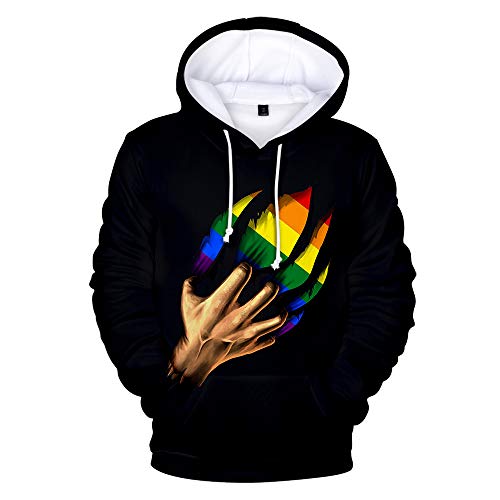 LGBT Hoodie Frühling und Herbst Stolz Monat Glücklicher Regenbogen Sweatshirt Gay Sport Casual Großes Top (A4,XL) von COHOSO