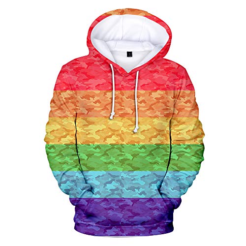 LGBT Hoodie Frühling und Herbst Stolz Monat Glücklicher Regenbogen Sweatshirt Gay Sport Casual Großes Top (A6,XL) von COHOSO