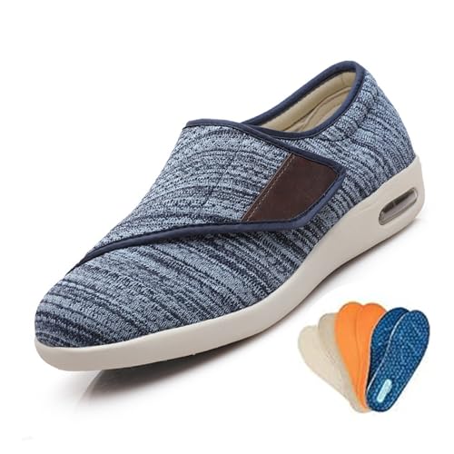 COITROZR Diabetikerschuhe Unisex, Extra Weit Einstellbare Schuhe, Aufgeblähte Füße Schuhe, rutschfest Atmungsaktiv Ödem Klettverschluss Schuhe ohne Naht (Color : Blue, Size : 37 EU) von COITROZR