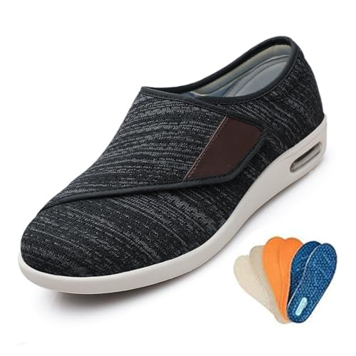 COITROZR Diabetikerschuhe Unisex, Extra Weit Einstellbare Schuhe, Aufgeblähte Füße Schuhe, rutschfest Atmungsaktiv Ödem Klettverschluss Schuhe ohne Naht (Color : Gray, Size : 37 EU) von COITROZR