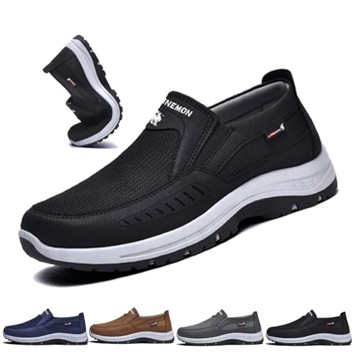 COITROZR Freizeitschuhe for Herren Orthopädische Schuhe rutschfeste Wanderschuhe Sportschuhe for Herren Bequeme und Atmungsaktive Schuhe Reiseschuhe(Black,43 EU) von COITROZR