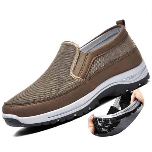 COITROZR Freizeitschuhe for Herren Orthopädische Schuhe rutschfeste Wanderschuhe Sportschuhe for Herren Bequeme und Atmungsaktive Schuhe Reiseschuhe (Color : Brown, Size : 42 EU) von COITROZR