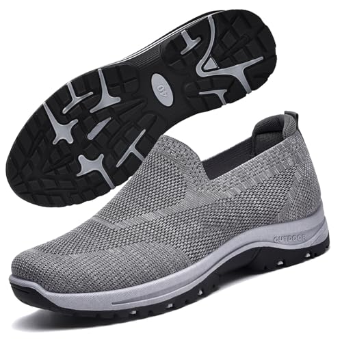 COITROZR Herren Freizeitschuhe Laufschuhe Turnschuhe Leichte Wanderschuhe Herren Turnschuhe Atmungsaktives Mesh rutschfeste Schuhe (Color : Gray, Size : 40 EU) von COITROZR