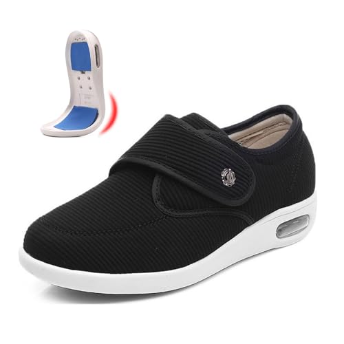 COITROZR Ödem Diabetiker Schuhe, Verstellbare Schuhe Klettverschluss, druckfrei, für empfindliche Füße, rutschfest (Color : Black, Size : 35 EU) von COITROZR