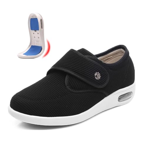 COITROZR Ödem Diabetiker Schuhe, Verstellbare Schuhe Klettverschluss, druckfrei, für empfindliche Füße, rutschfest (Color : Black, Size : 36 EU) von COITROZR