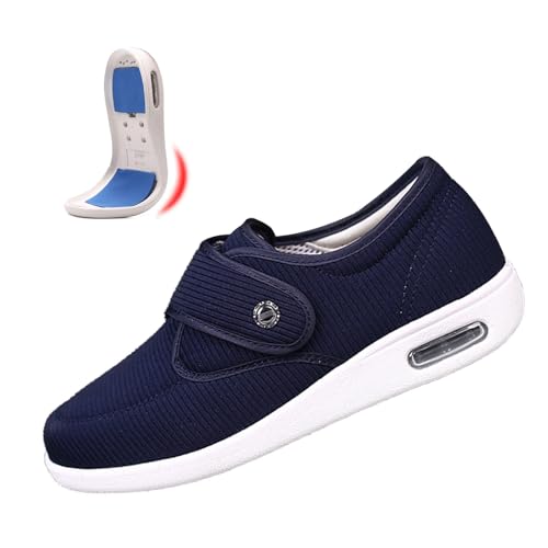 COITROZR Ödem Diabetiker Schuhe, Verstellbare Schuhe Klettverschluss, druckfrei, für empfindliche Füße, rutschfest (Color : Blue, Size : 35 EU) von COITROZR