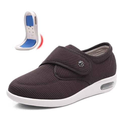 COITROZR Ödem Diabetiker Schuhe, Verstellbare Schuhe Klettverschluss, druckfrei, für empfindliche Füße, rutschfest (Color : Brown, Size : 37 EU) von COITROZR