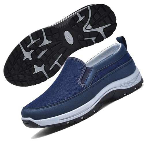COITROZR Orthopädische Wanderschuhe for Herren Gestrickt Atmungsaktiv Mesh-Schuhe Atmungsaktiv Wärmeableitend Abriebfest for Hineinschlüpfen for Outdoor-Wanderschuhe (Color : Blue, Size : 43 EU) von COITROZR