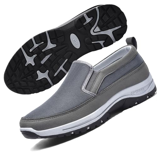 COITROZR Orthopädische Wanderschuhe for Herren Gestrickt Atmungsaktiv Mesh-Schuhe Atmungsaktiv Wärmeableitend Abriebfest for Hineinschlüpfen for Outdoor-Wanderschuhe (Color : Gray, Size : 39 EU) von COITROZR