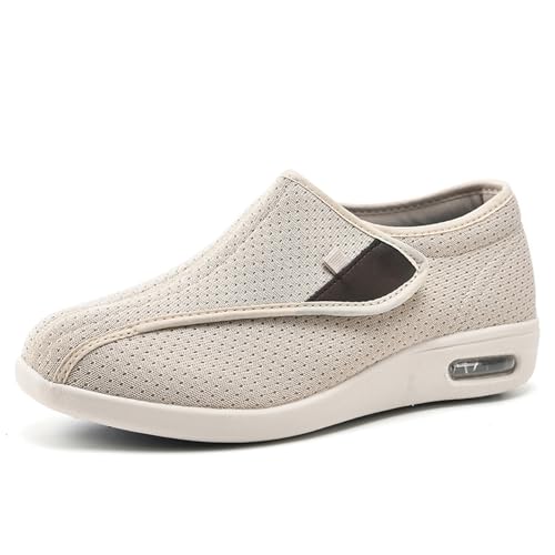 Diabetiker-Schuhe, for Hineinschlüpfen, Diabetiker-Hausschuhe, Plantarfasziitis-Schuhe for Männer und Frauen, breite Breite, ältere Schuhe, verstellbare Wanderschuhe (Color : F, Size : 37 EU) von COITROZR