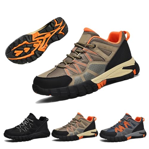 Herren Wanderschuhe Outdoor Atmungsaktive rutschfeste Trekkingstiefel Wanderreisen Turnschuhe Herren Trekking-und Wanderschuhe mit niedrigem Bund(Brown,40 EU) von COITROZR