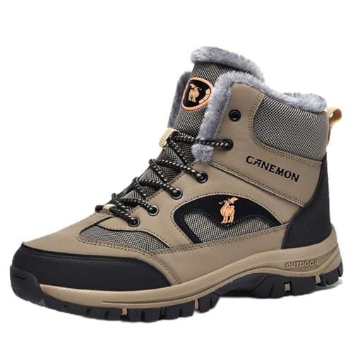 Herren Winter Wasserdicht Schnell Warm Gefüttert Winterschuhe Wanderschuhe Freizeitschuhe Slip-On Sneaker Herren Halbschuhe(Brown,40 EU) von COITROZR