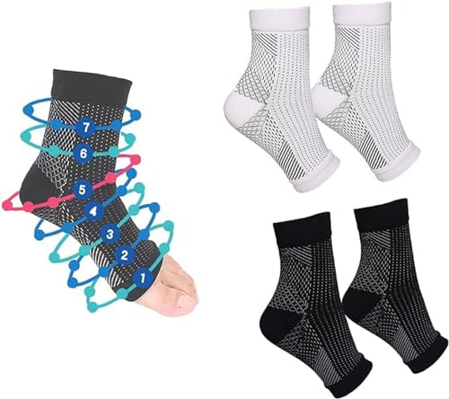 COJJ 2 Paar/4 Paare Orthopädische Kompressionssocken Für Herren Und Damen Orthoback Socken Kompressionsstrümpfe(as3, numeric, numeric_34, numeric_39, regular, regular, 2 Paar- Schwarz+Weiß) von COJJ