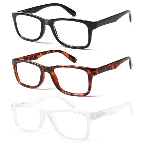 COJWIS 3 pack Lesebrillen herren/damen Brille Lesehilfe für Herren Damen Schwarzer Schildpatt Transparent Brillen (Schwarz Schildpatt Durchsichtig, 1.25, x) von COJWIS