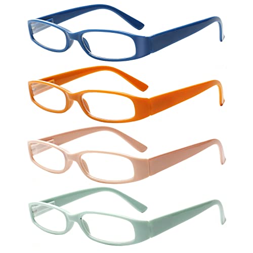 COJWIS 4 Pack Frauen Lesebrille Mode Frühling Scharnier Leser mit Muster drucken Brillen für Damen (4 Farbe Mischen-3, 3.50, x) von COJWIS