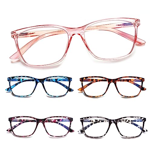 COJWIS 5 Pack Damen Lesebrille Blaulichtfilter Brille Federscharnier ultraleicht Lesehilfe (5 Farbe Mischen-4, 0.75, multiplier_x) von COJWIS