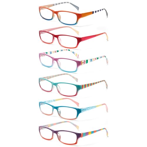 COJWIS 6 pack Lesebrille Blaulichtfilter Brille für Damen Federscharnier Lesehilfe Blendfreie UV Brille Leserbrille (Mehrfarbig, 0.00, x) von COJWIS