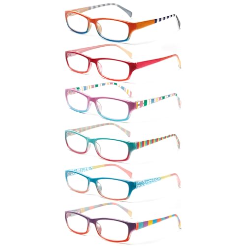 COJWIS 6 pack Lesebrille Blaulichtfilter Brille für Damen Federscharnier Lesehilfe Blendfreie UV Brille Leserbrille (Mehrfarbig, 1.25, x) von COJWIS